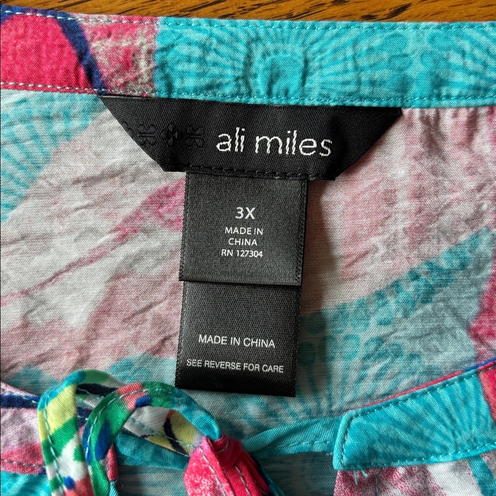Ali Miles - Multicolor Tropical Leaf & Floral Print Shirt - Picture 3 of 8